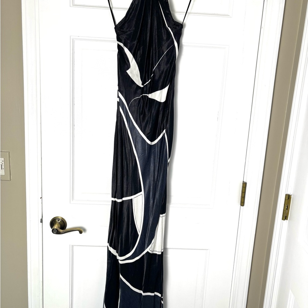 Anthropologie Black and White Graphic Maxi Dress